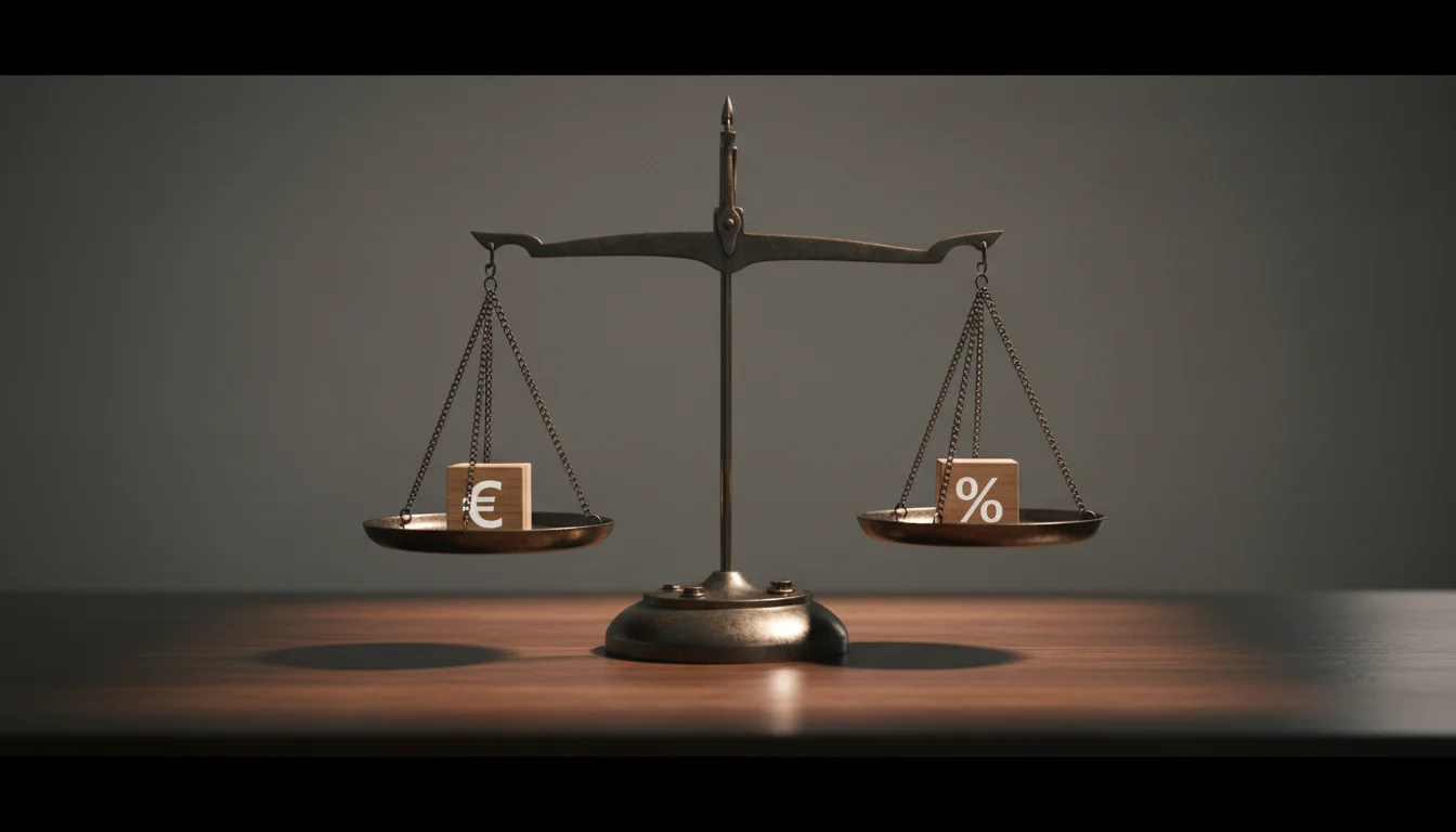 Weegschaal met aan één kant een euroteken en aan de andere kant een percentageteken