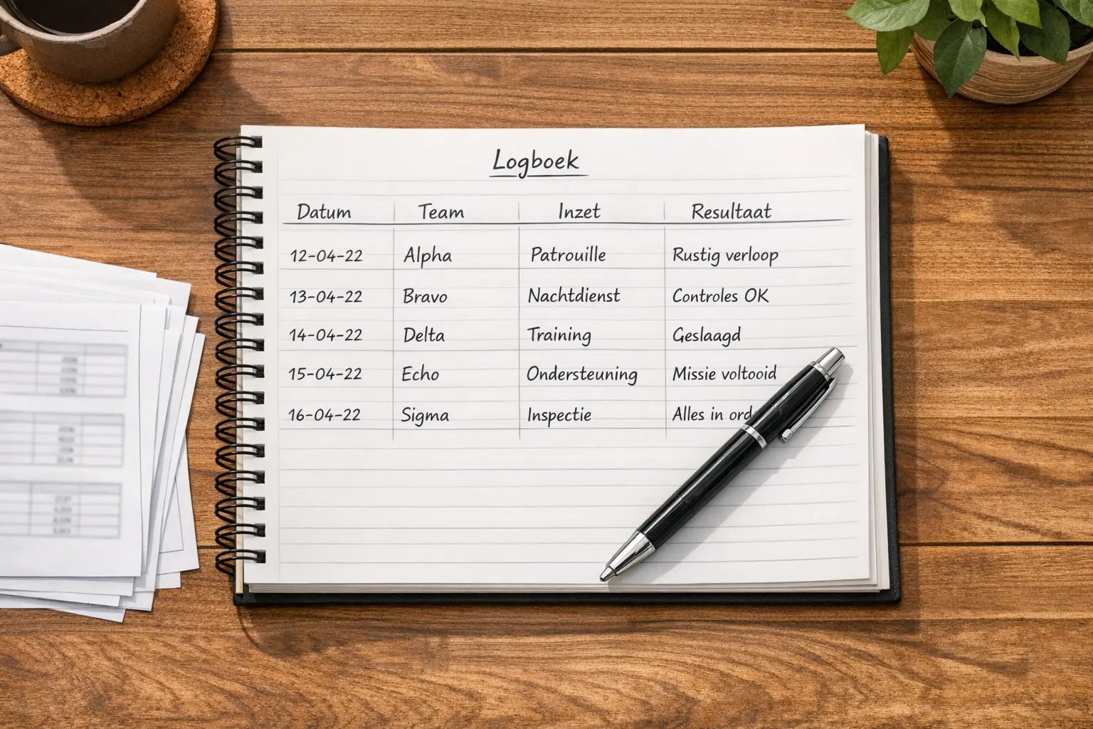 Open notitieboekje met wedresultaten en statistieken