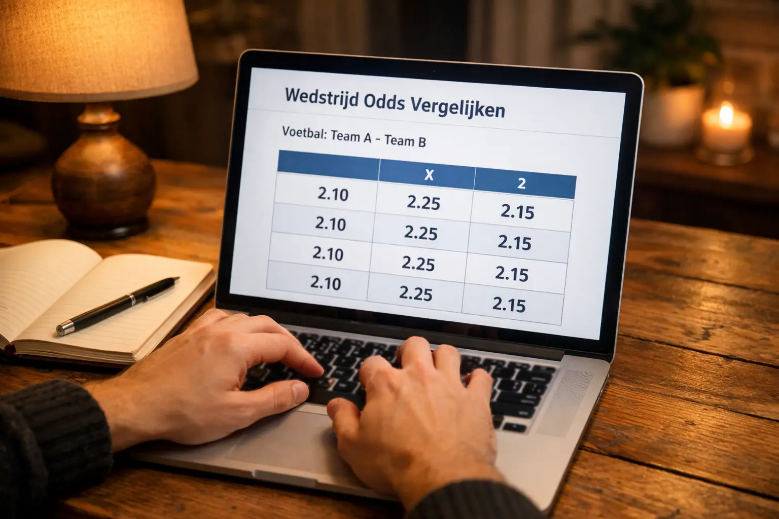 Laptop toont vergelijking van odds bij verschillende bookmakers